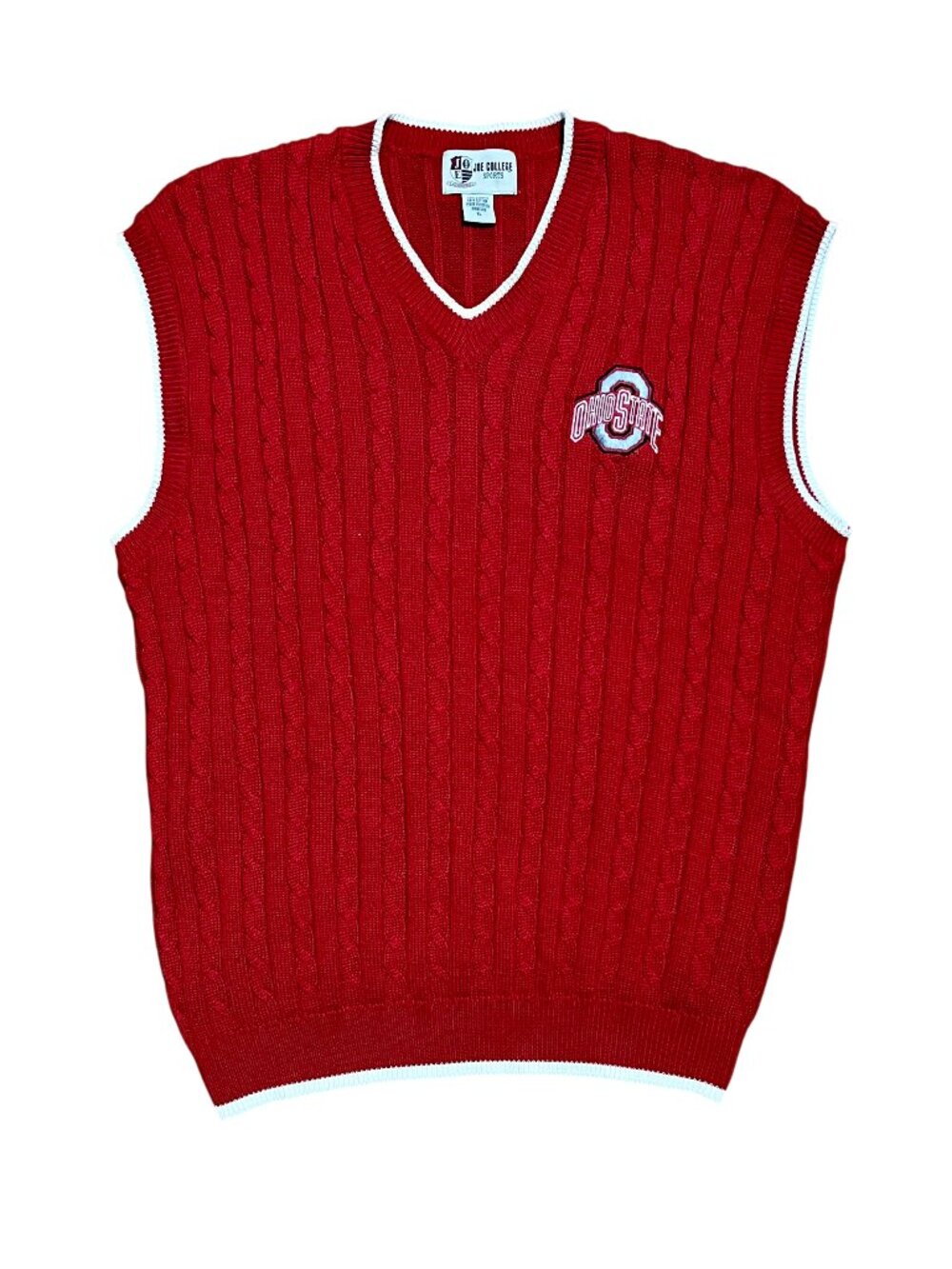 Ohio State Buckeyes Y2K Vintage Cable Knit Red Sweater Vest, Men's XL